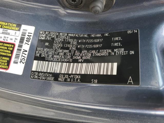 5TDZK3DC3ES496410 Toyota SIENNA