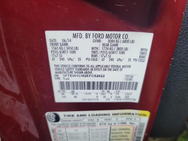 1FTEW1CM2EFC52622 Ford F150 Supercrew