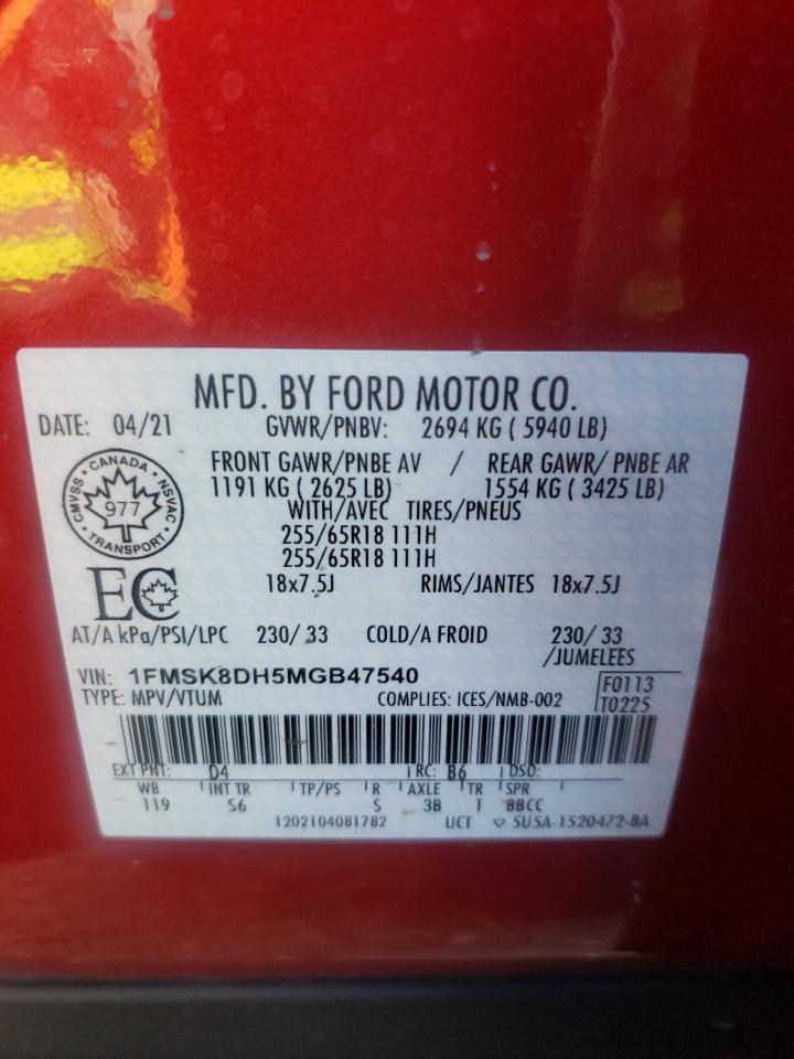 1FMSK8DH5MGB47540 FORD EXPLORER 2021