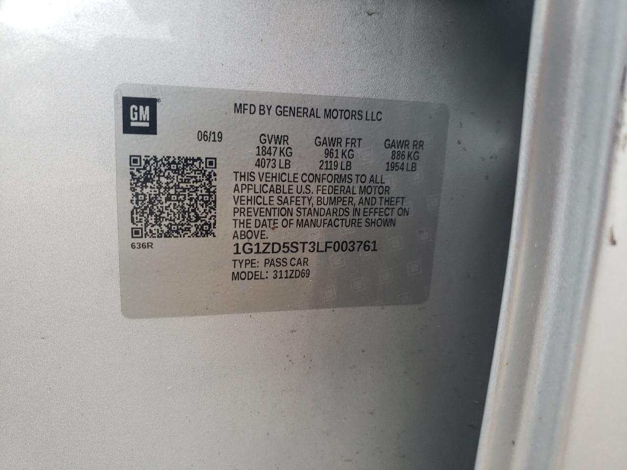1G1ZD5ST3LF003761 CHEVROLET MALIBU 2020