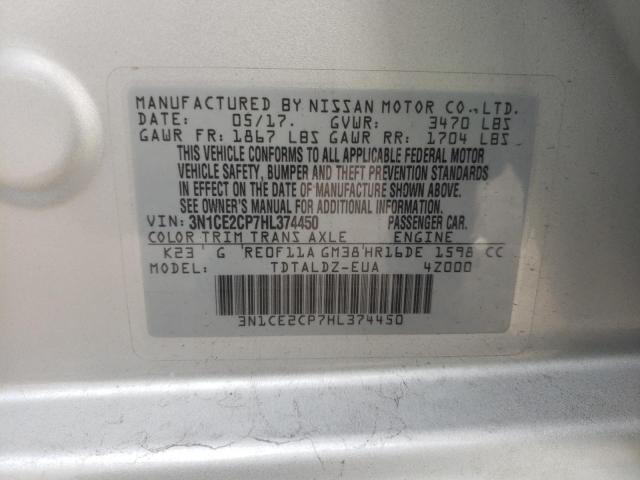 2017 NISSAN VERSA NOTE - 3N1CE2CP7HL374450