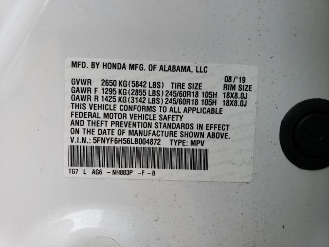 5FNYF6H56LB004872 Honda PILOT EXL