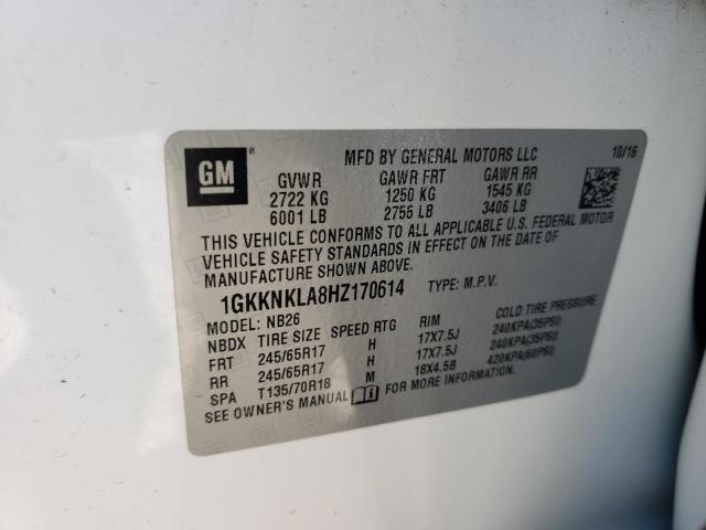 1GKKNKLA8HZ170614 GMC ACADIA SLE