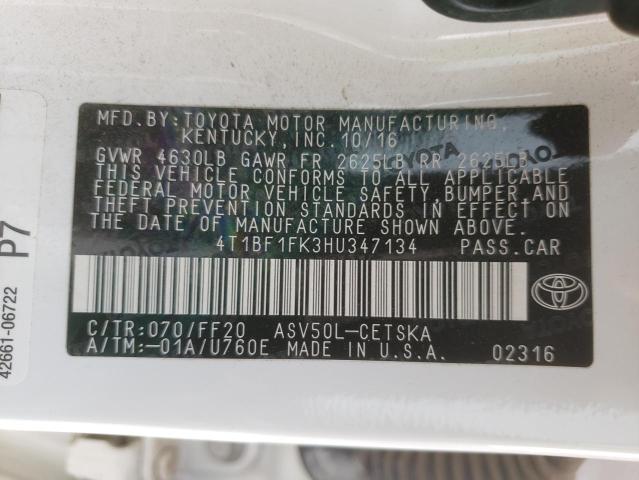 2017 TOYOTA CAMRY LE - 4T1BF1FK3HU347134