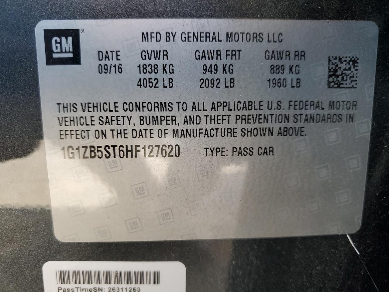 1G1ZB5ST6HF127620 CHEVROLET MALIBU 2017
