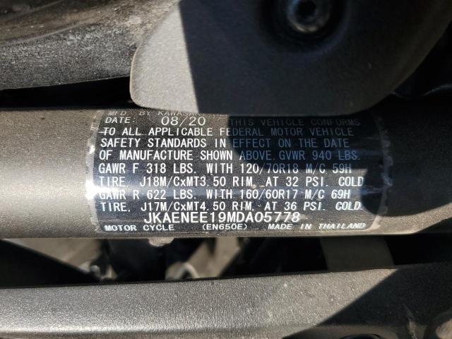 2021 KAWASAKI EN650 E - JKAENEE19MDA05778