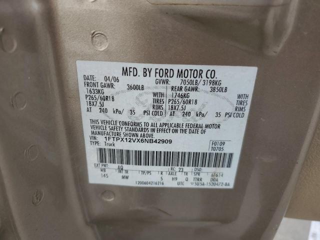 2006 Ford F150 VIN: 1FTPX12VX6NB42909 Lot: 46560854