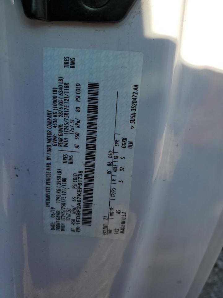 1FDBF2A67KEF61738 FORD F250 2019