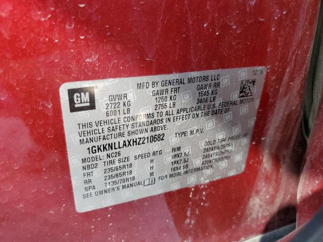 1GKKNLLAXHZ210682 | 2017 GMC ACADIA SLE