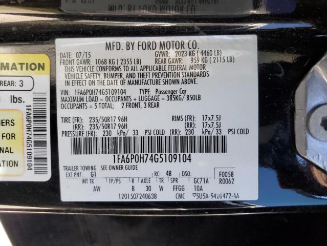 1FA6P0H74G5109104 2016 Ford Fusion Se
