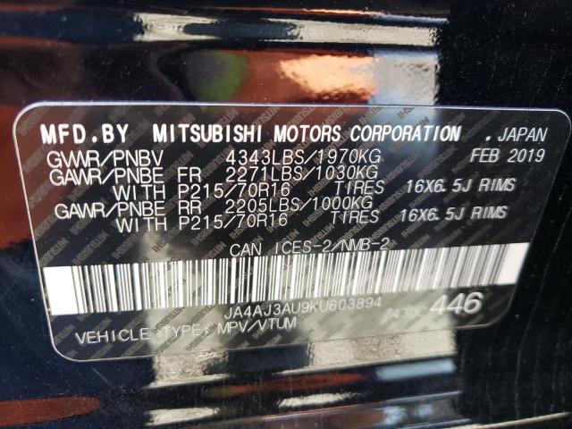 2019 MITSUBISHI RVR SE JA4AJ3AU9KU603894