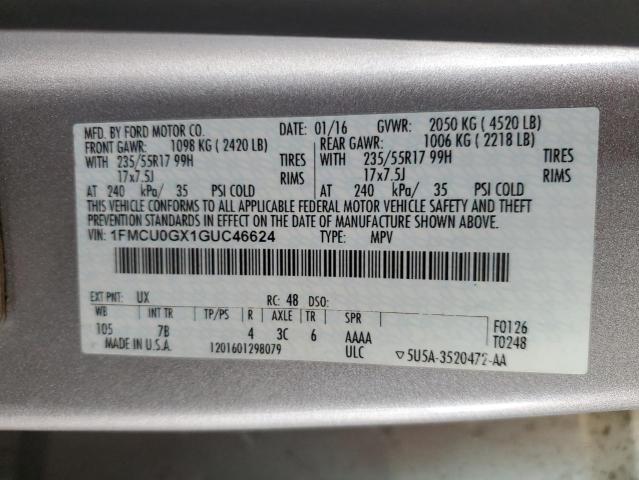 1FMCU0GX1GUC46624 Ford ESCAPE SE