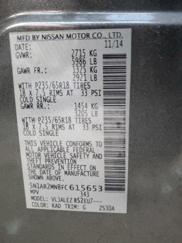 5N1AR2MN8FC615653 Nissan Pathfinder S