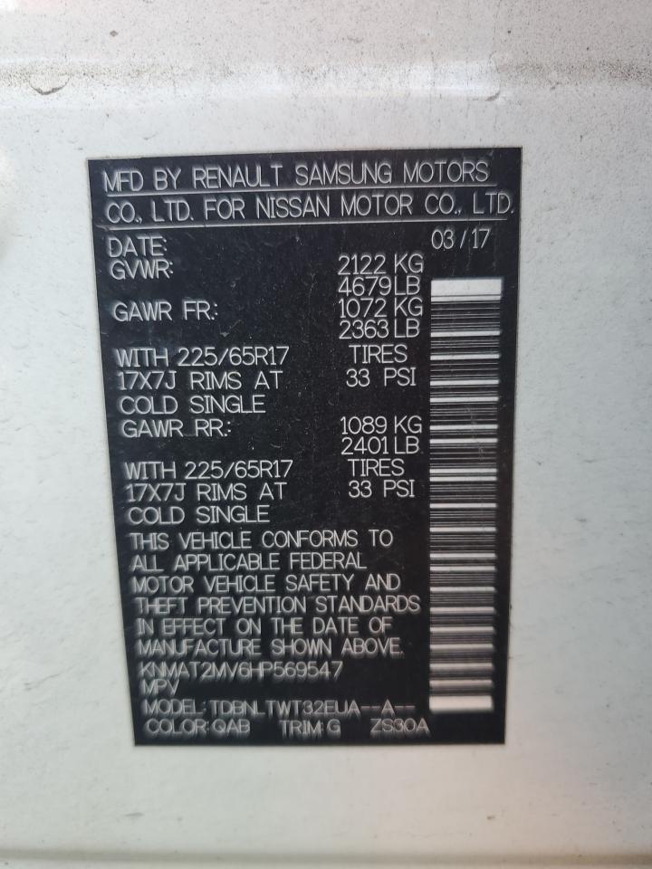 KNMAT2MV6HP569547 NISSAN ROGUE 2017