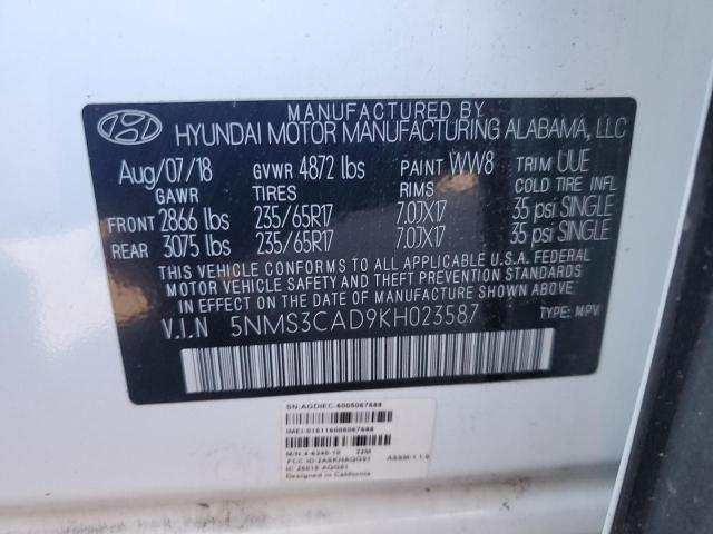 5NMS3CAD9KH023587 | 2019 HYUNDAI SANTA FE S