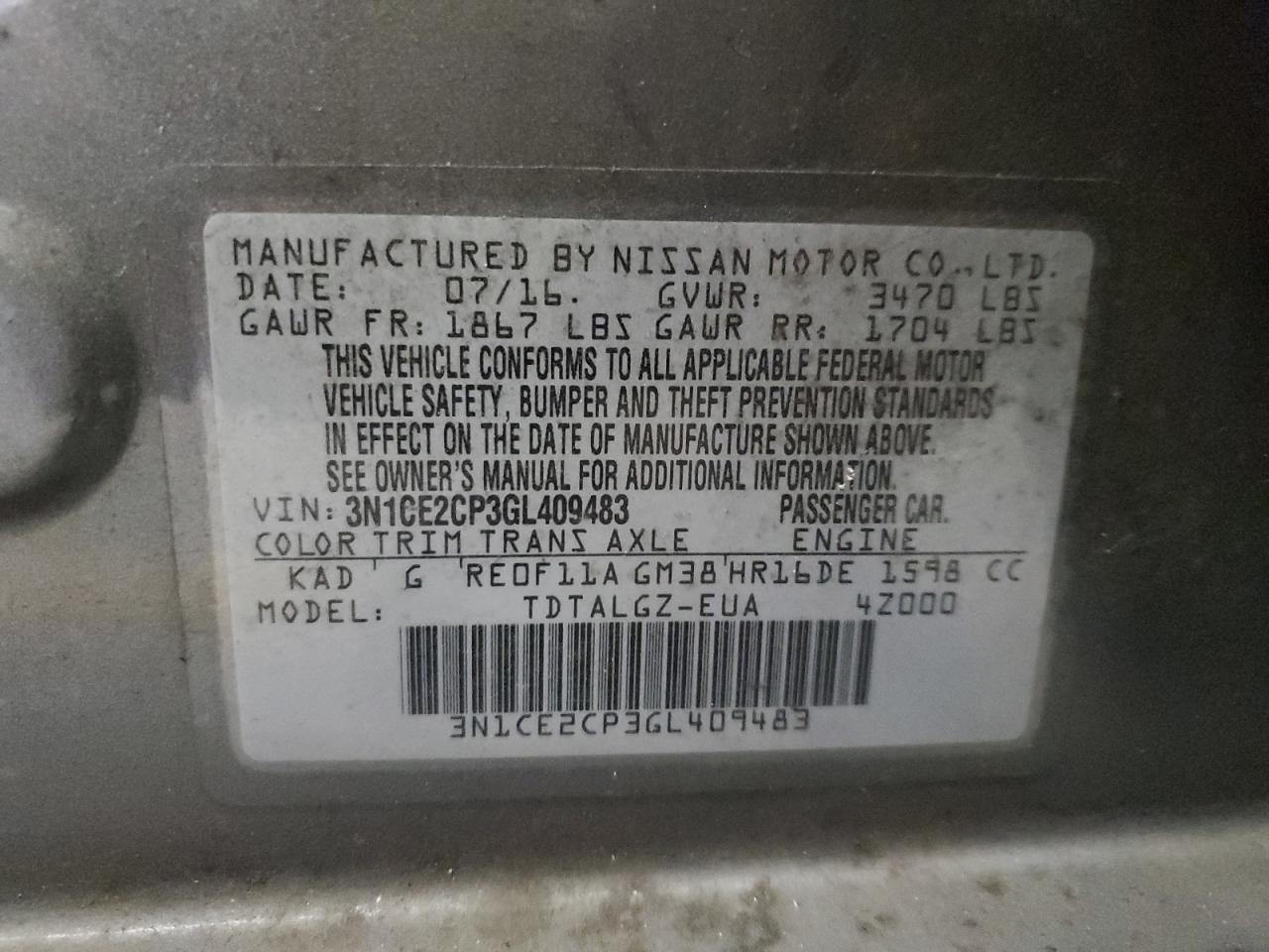3N1CE2CP3GL409483 NISSAN VERSA 2016