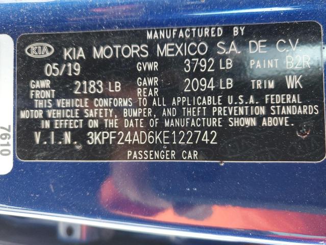 3KPF24AD6KE122742 KIA FORTE FE