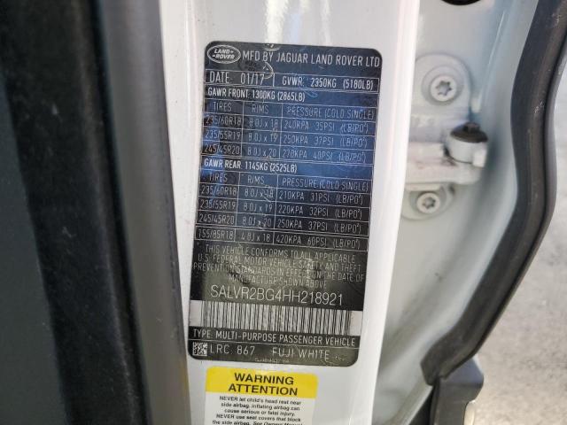 2017 LAND ROVER RANGE ROVE - SALVR2BG4HH218921