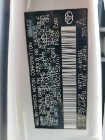  TOYOTA PRIUS 2012 Білий