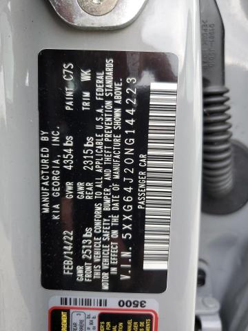 5XXG64J20NG144223 KIA K5 GT LINE