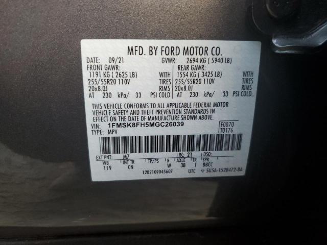 1FMSK8FH5MGC26039 | 2021 FORD EXPLORER L