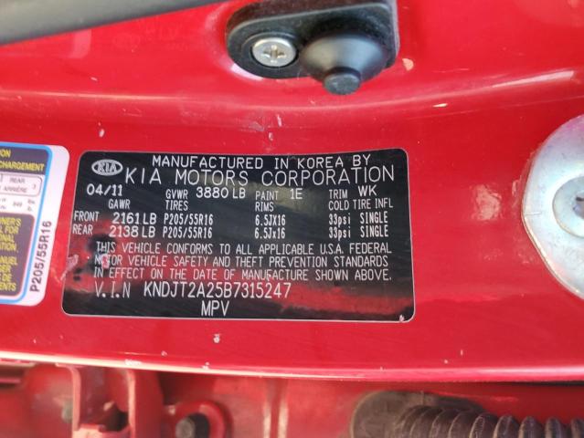 2011 Kia Soul + VIN: KNDJT2A25B7315247 Lot: 61210934