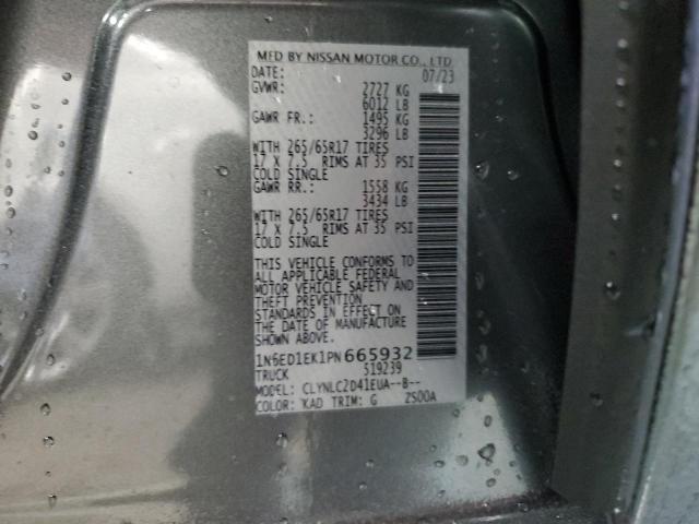 1N6ED1EK1PN665932 Nissan FRONTIER S