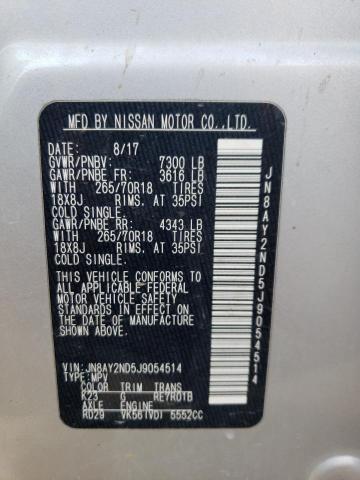 JN8AY2ND5J9054514 Nissan ARMADA SV