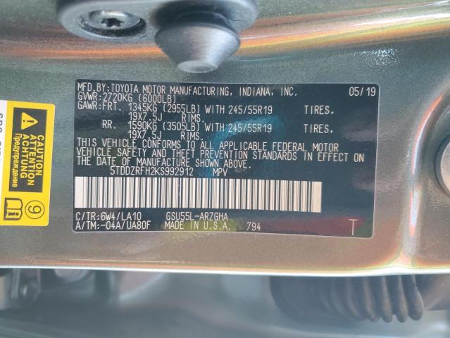 5TDDZRFH2KS992912 Toyota Highlander Limited