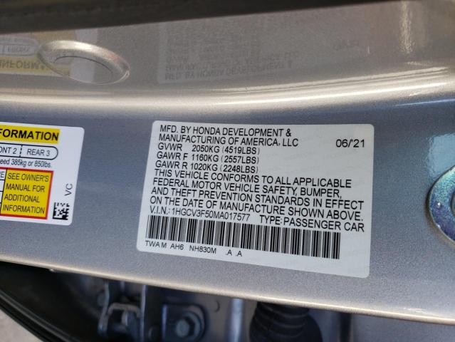 1HGCV3F50MA017577 Honda Accord Hybrid Exl