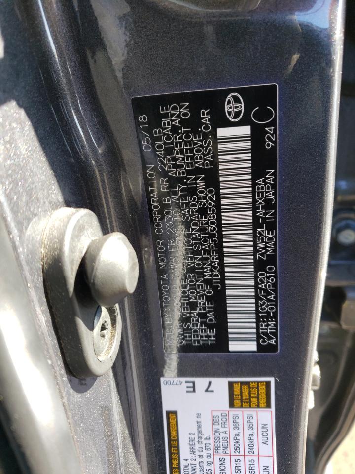JTDKARFP5J3085920 TOYOTA PRIUS 2018