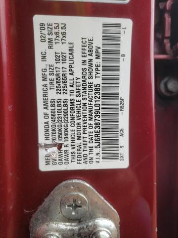 2009 Honda Cr-V Exl VIN: 5J6RE38739L012385 Lot: 70263873