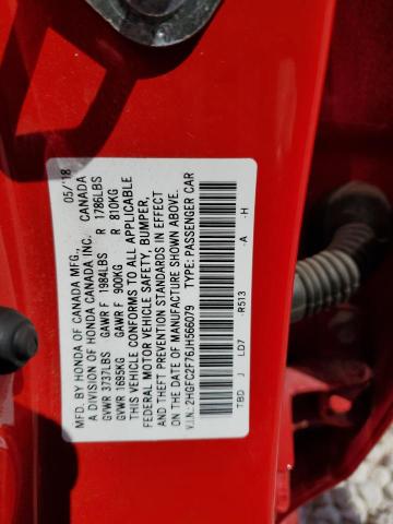 2018 HONDA CIVIC EX - 2HGFC2F76JH566079