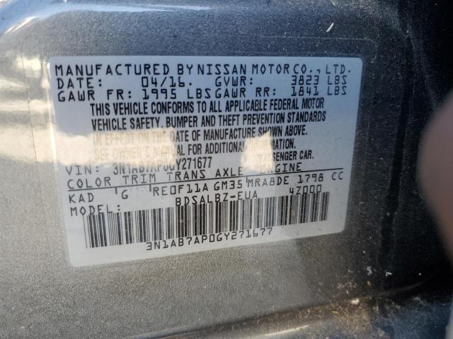 3N1AB7AP0GY271677 | 2016 Nissan sentra s