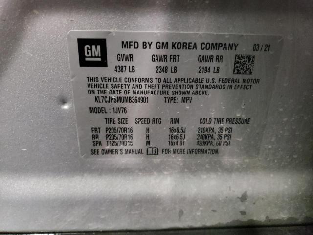 2021 CHEVROLET TRAX 1LT - KL7CJPSM0MB364901