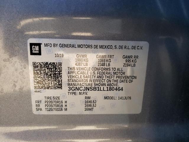 3GNCJNSB1LL180464 | 2020 CHEVROLET TRAX LS