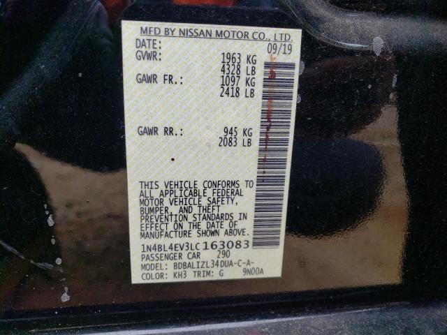 1N4BL4EV3LC163083 Nissan ALTIMA SL