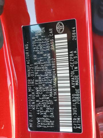 4T1K61AK0MU449802 Toyota CAMRY XSE