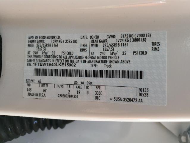 2020 FORD F150 SUPER - 1FTEW1E40LKE15902