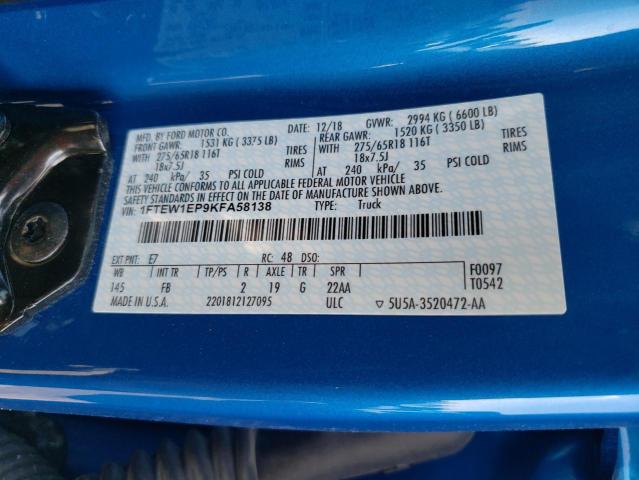 1FTEW1EP9KFA58138 Ford F150 Supercrew