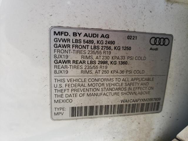 WA1CAAFYXM2057839 2021 AUDI Q5, photo no. 13