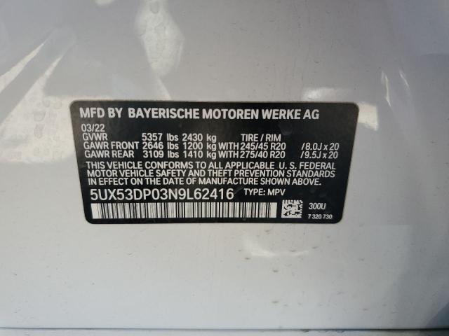 5UX53DP03N9L62416 2022 BMW X3 - Image 12