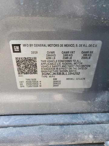 3GNCJKSB3LL194252 | 2020 CHEVROLET TRAX LS