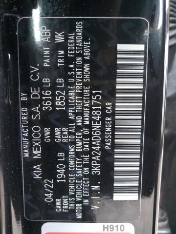 3KPA24AD6NE481751 Kia Rio LX 10