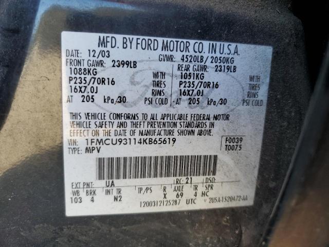 2004 Ford Escape Xlt VIN: 1FMCU93114KB65619 Lot: 39587074