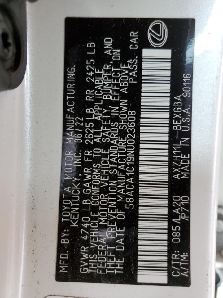 58ACA1C19NU023608 2022 Lexus Es 300H Base