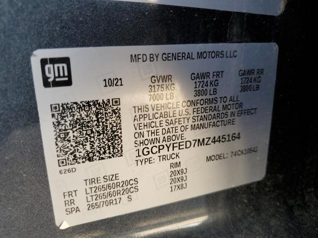 2021 CHEVROLET SILVERADO - 1GCPYFED7MZ445164