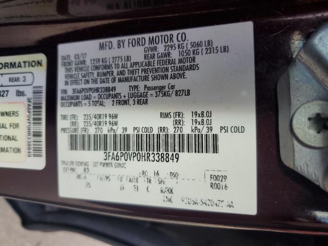 3FA6P0VP0HR338849 Ford Fusion Sport