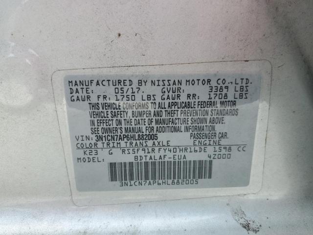 3N1CN7AP6HL882005 Nissan VERSA S