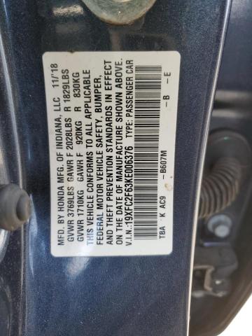 2019 Honda Civic Lx 2.0L(VIN: 19XFC2F63KE006376